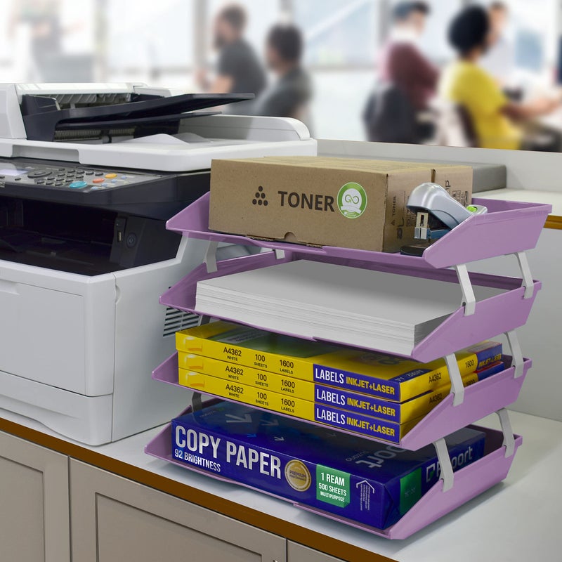 Acrimet Facility 4 Tier Letter Tray, Side Load, Letter Size/A4, Desktop File Organizer, Plastic (Solid Purple) - Image 4